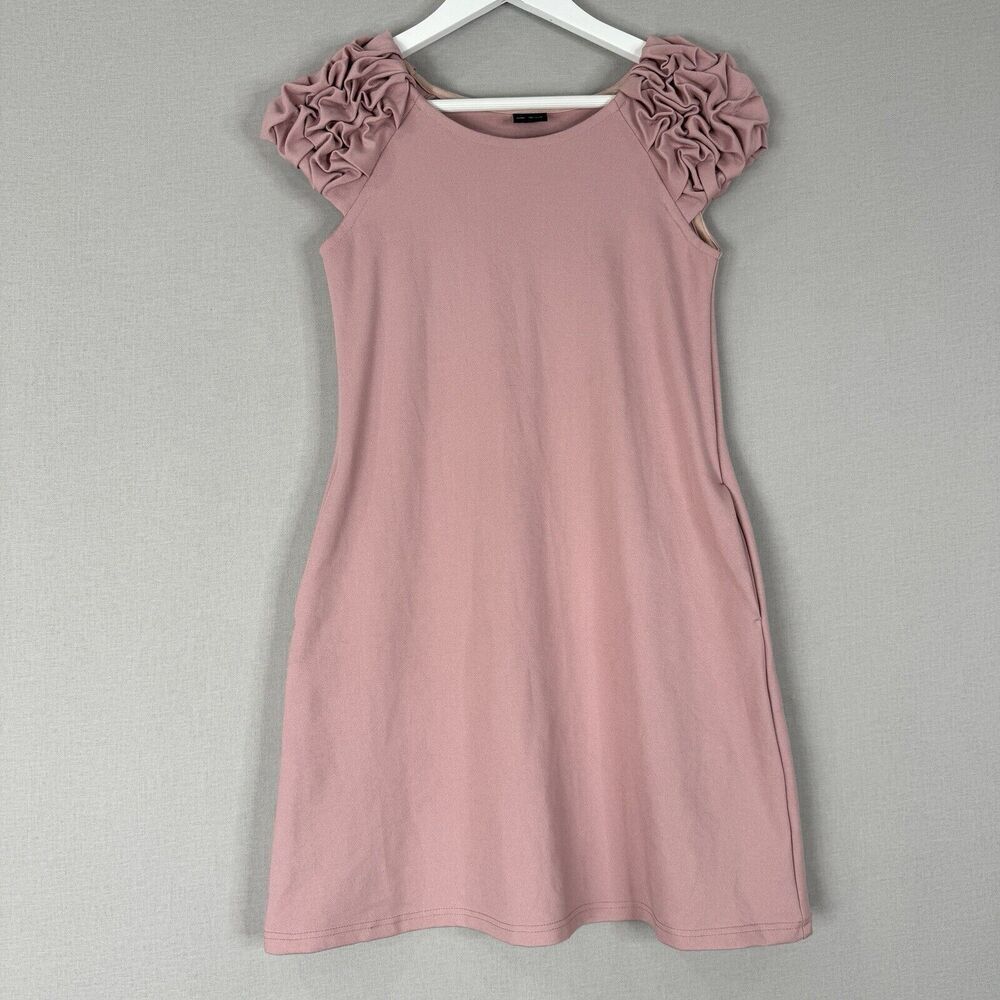Le Muse Womens Dress Extra Small Pink Ruffle Cap Sleeve Ponte Knit Cocktail Boho